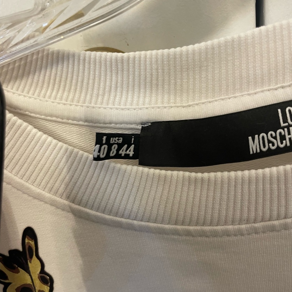 Love Moschino Butterfly Graphic Pullover Sweatshirt White Size 8 - Picture 4 of 5